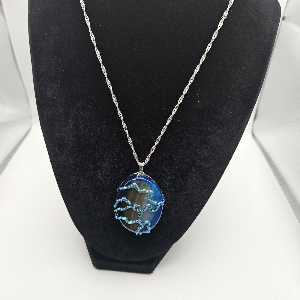 Blue Wire Wrapped Bead